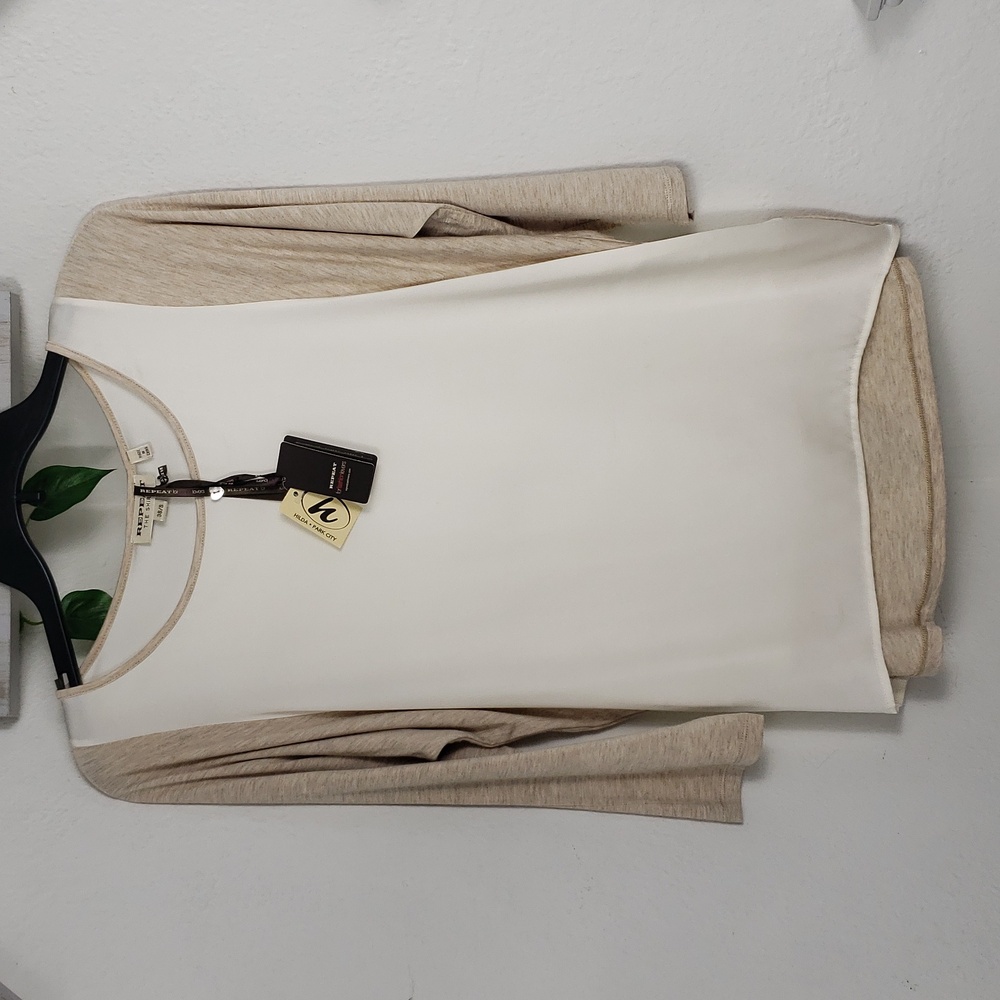 Repeat Cream Silk w/Beige Spandex Sides - Dolman Sleeves Bougie Lagan Normcore S